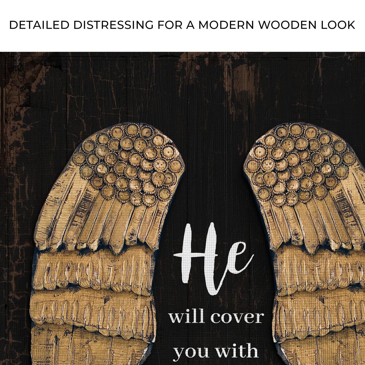 Psalm 91:4 He Will Cover You Faith Canvas Sign II