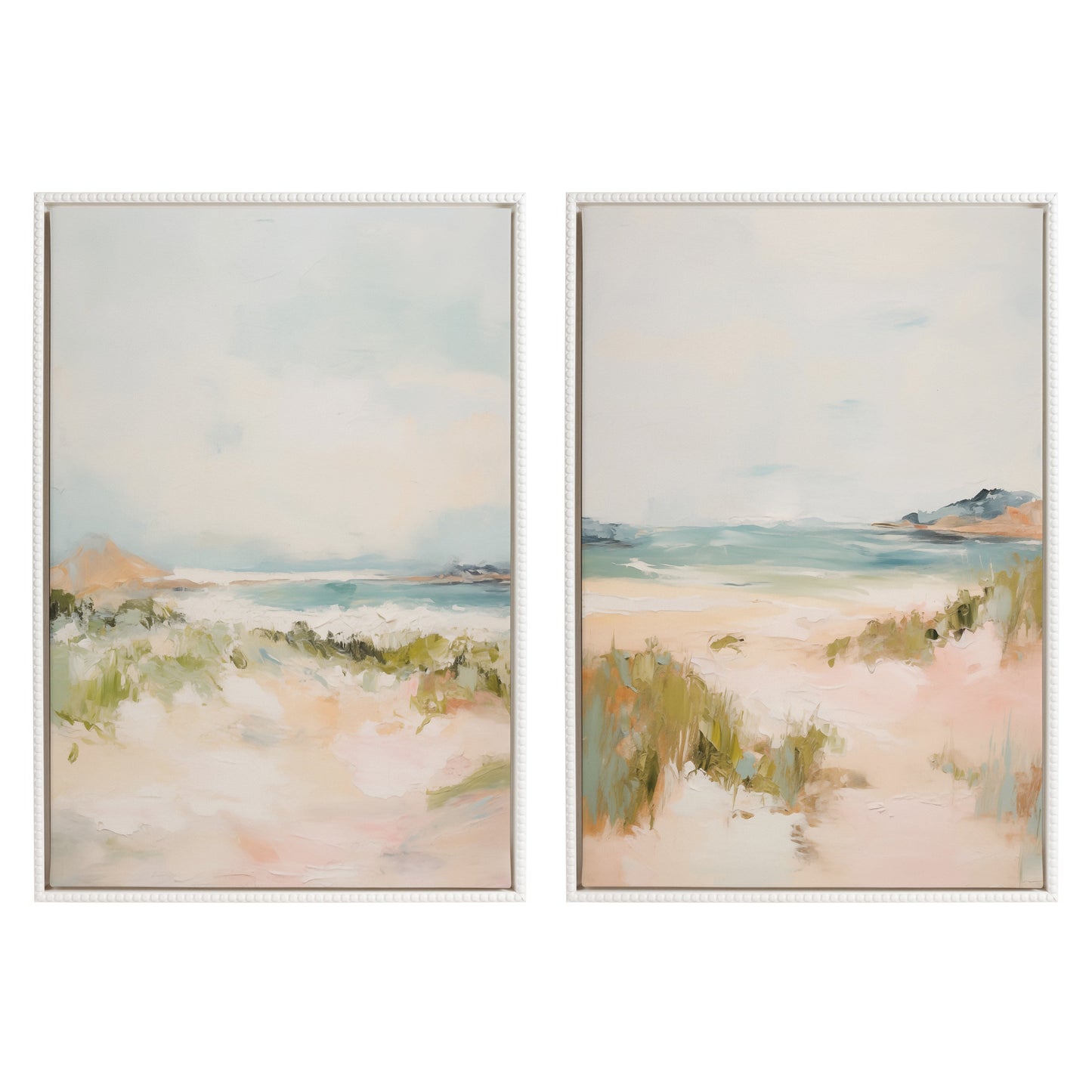 Set of two tranquil layered landscape canvas panels