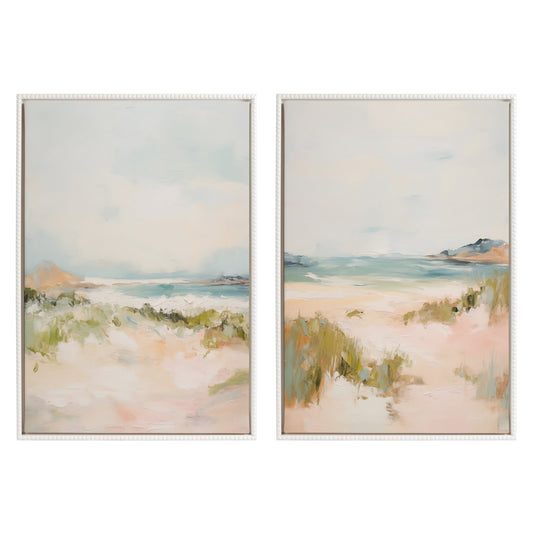 Set of two tranquil layered landscape canvas panels