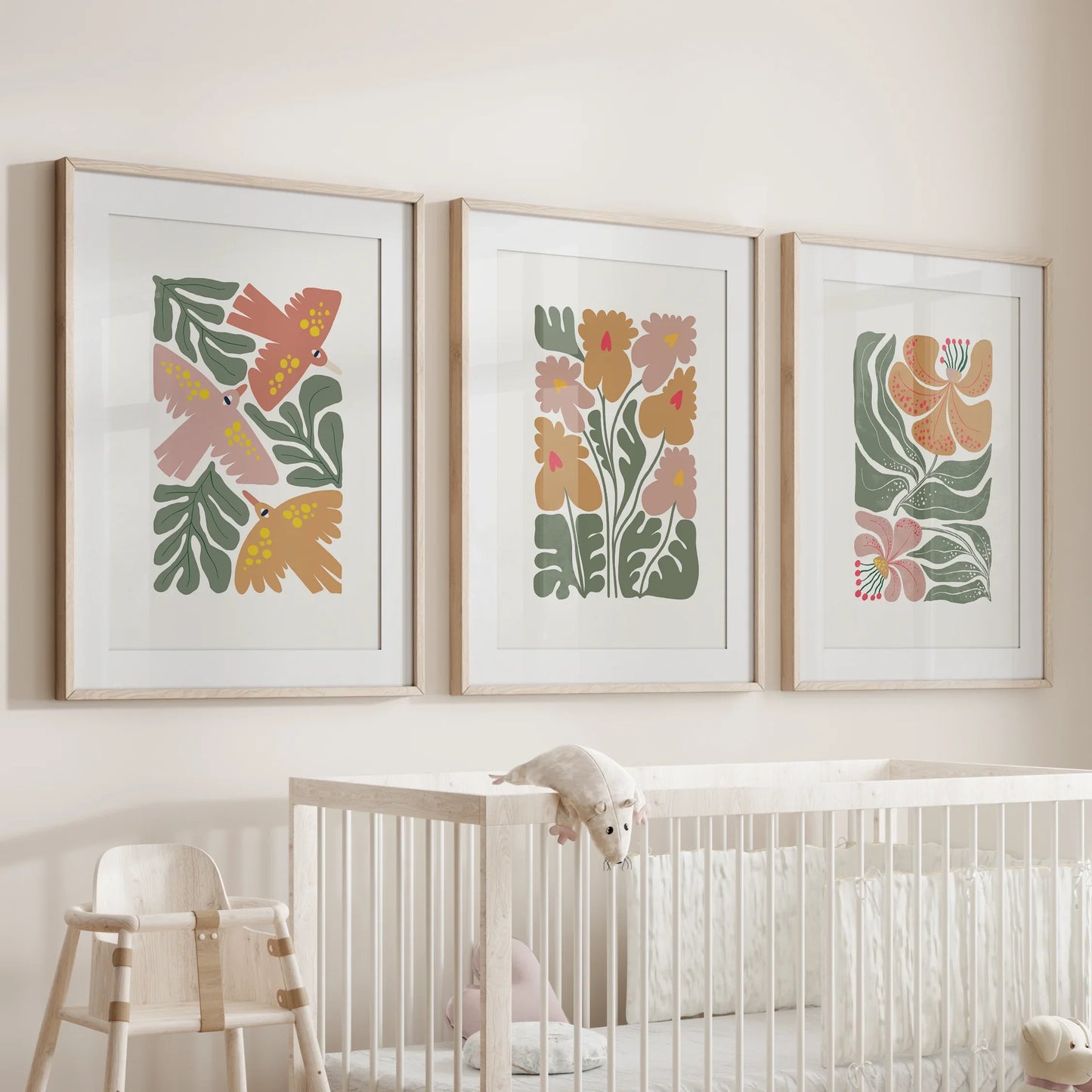Retro Abstract Botanical Wall Art Set of 3