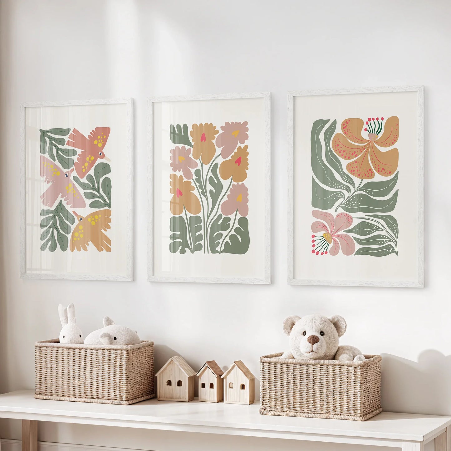 Retro Abstract Botanical Wall Art Set of 3