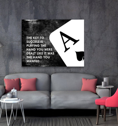 Key To Success Ace Of Spades Canvas Wall Art