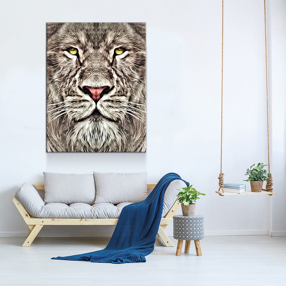 The King Lion Canvas Wall Art, Safari Animal Decor