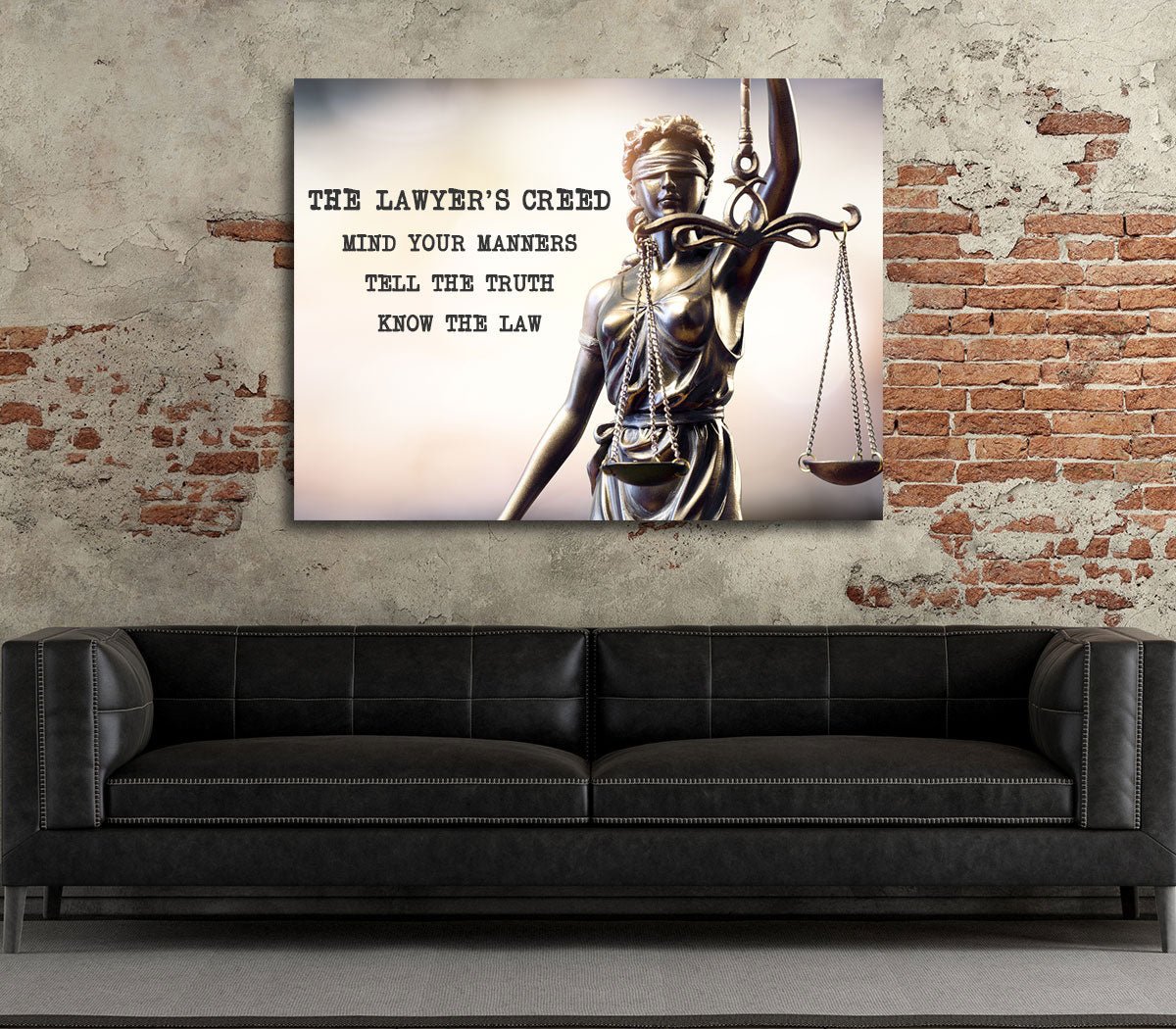 The Lawyer's Creed motivational canvas wall art for law office