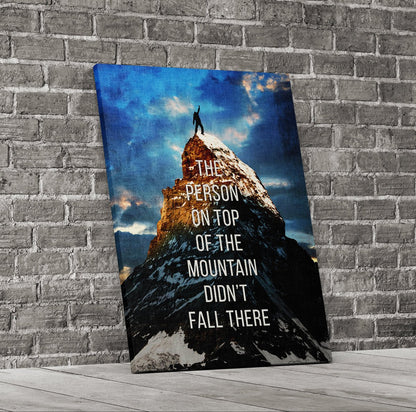 Top of the mountain motivational canvas wall art