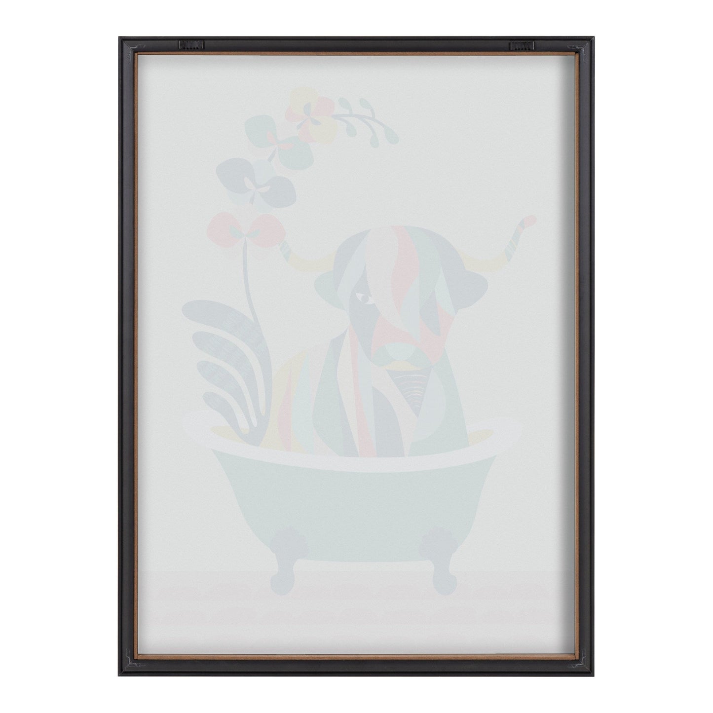 Mid Century Modern Cow in Bathtub Framed Glass Wall Art