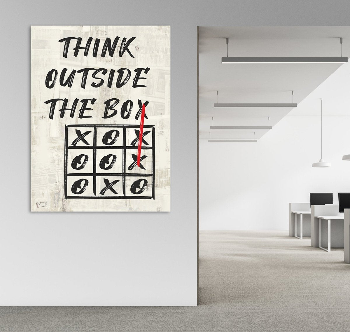 Think Outside The Box motivational office canvas wall art