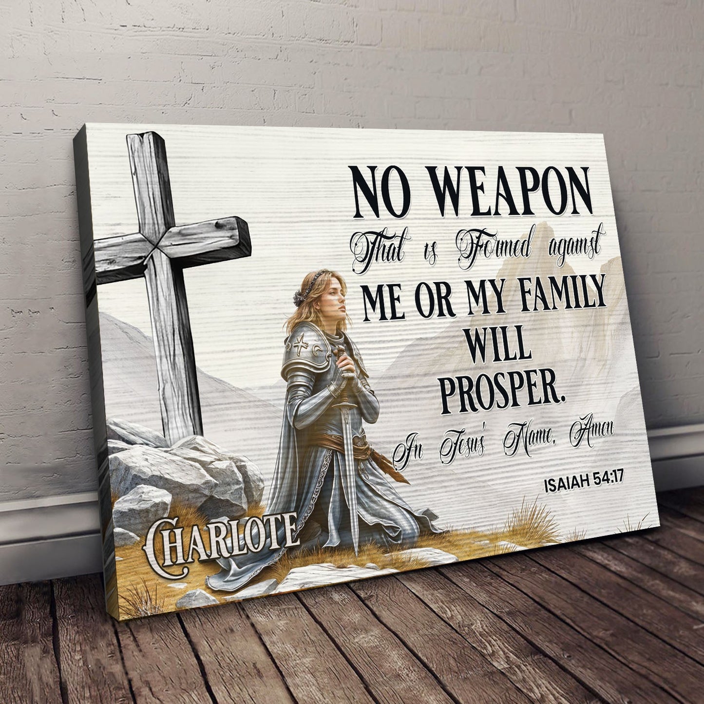 Isaiah 54:17 No Weapon Formed Canvas Faith Wall Art