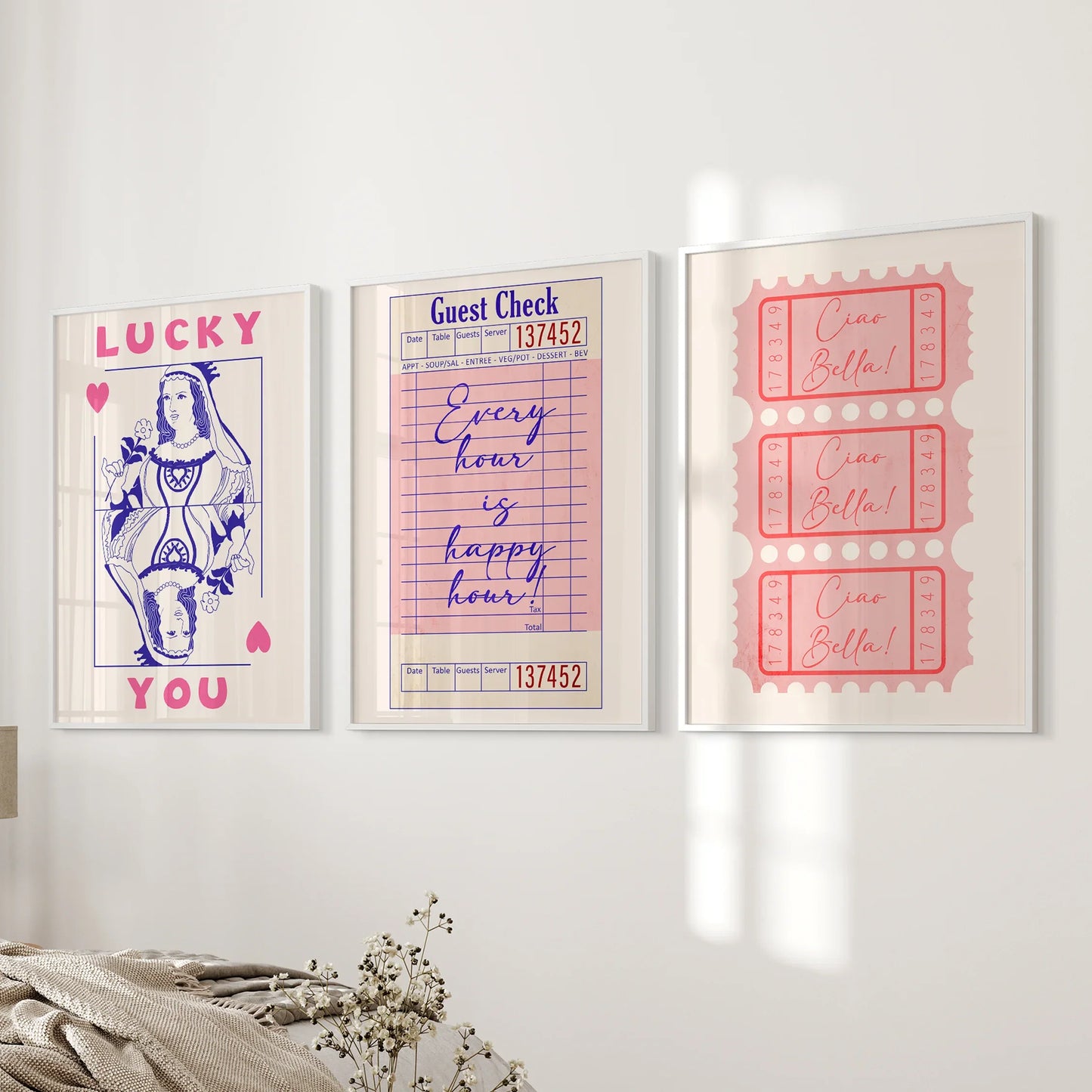 Guest Check Playing Card Retro Dopamine Wall Art Set