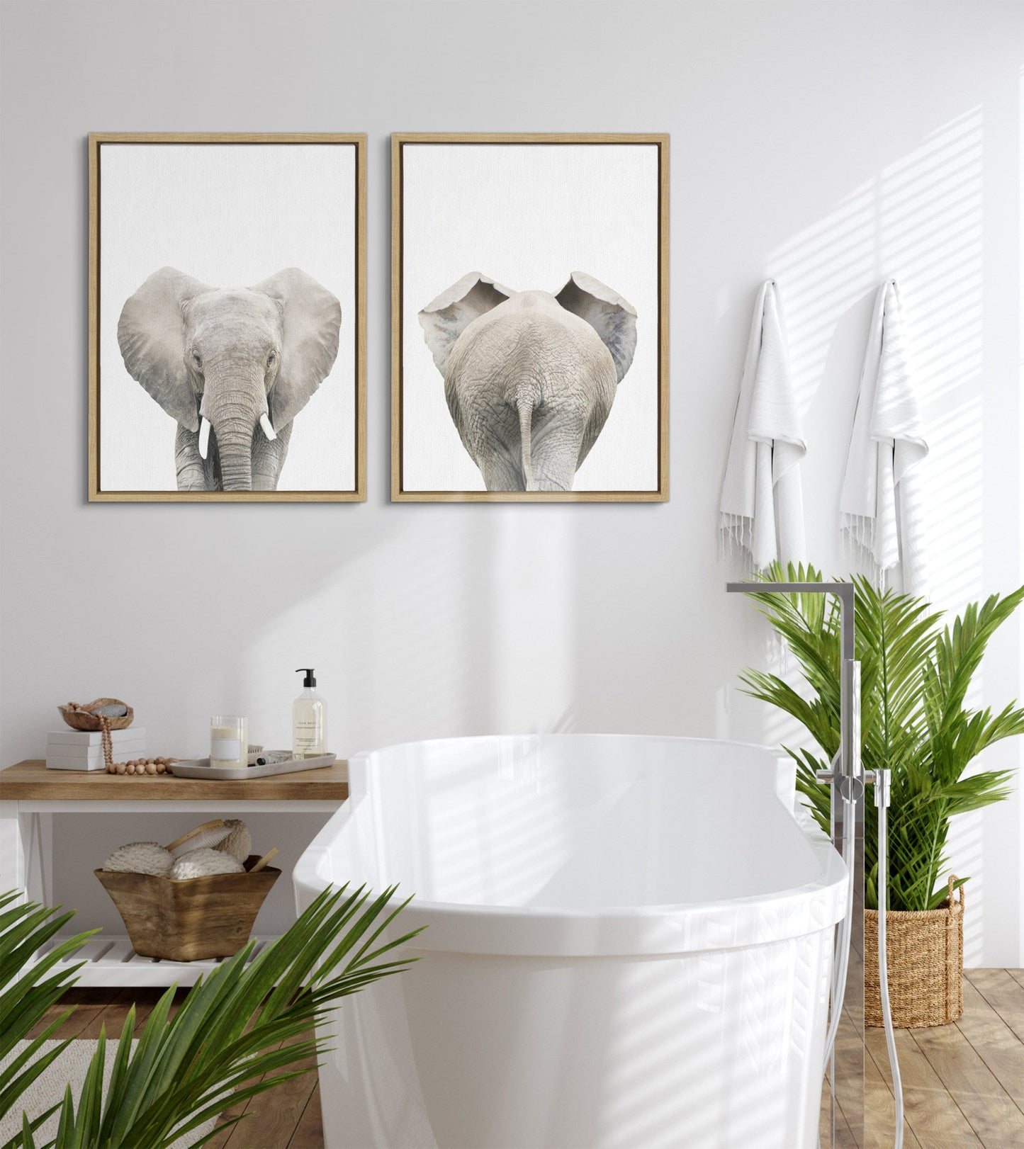 Elephant Front and Back Framed Canvas Art Set
