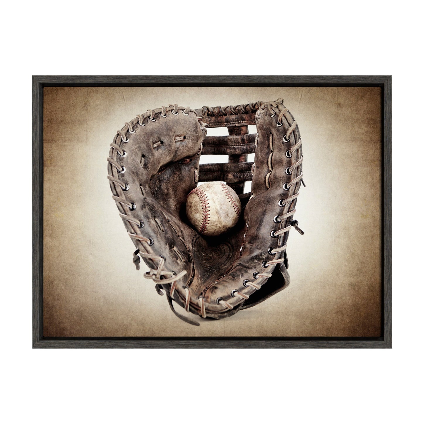 Sylvie Vintage Baseball Glove Framed Canvas By Shawn St. Peter