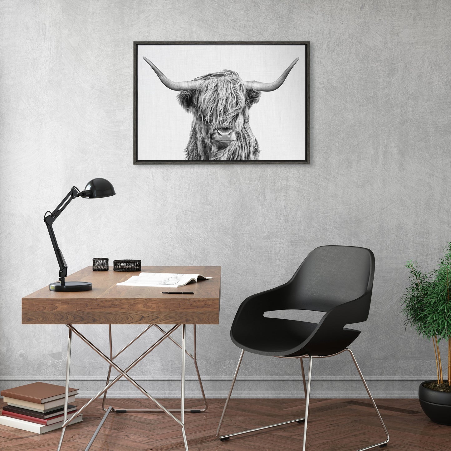 Highland Cow Framed Canvas Wall Art