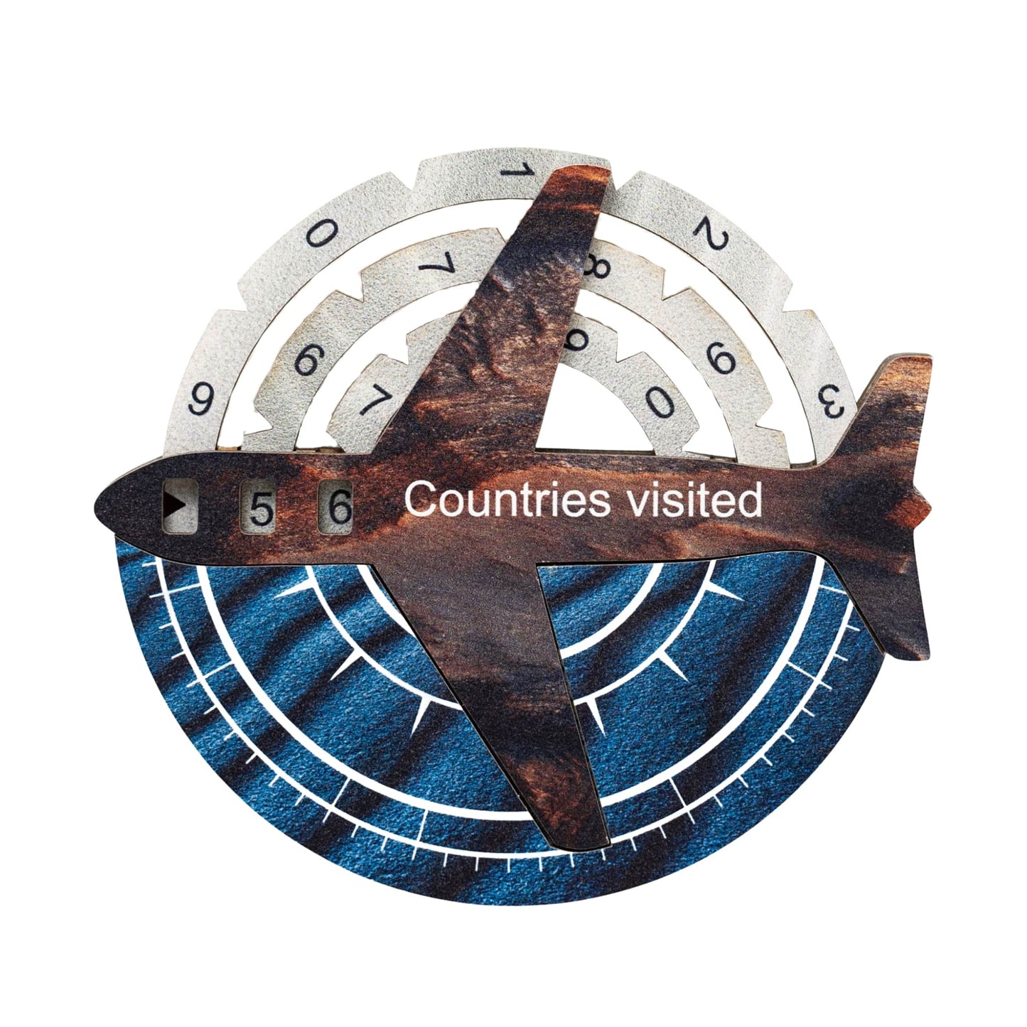 Wooden world map wall art in dune tones
