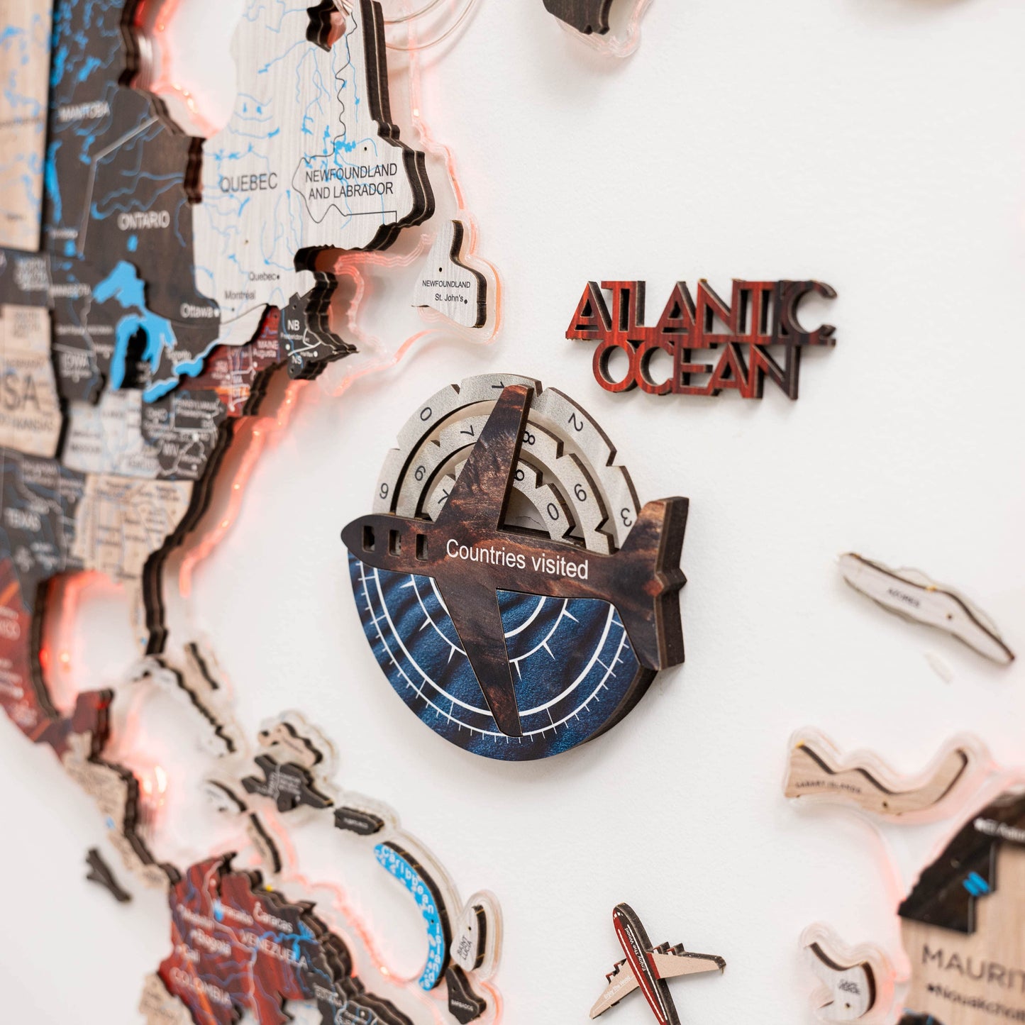 Wooden World Map Wall Art - Dune