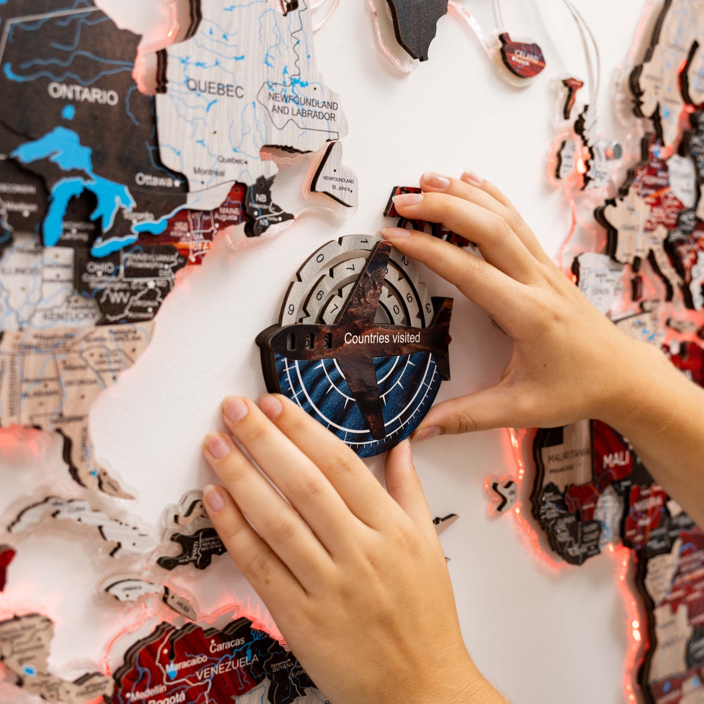 Wooden World Map Wall Art - Dune