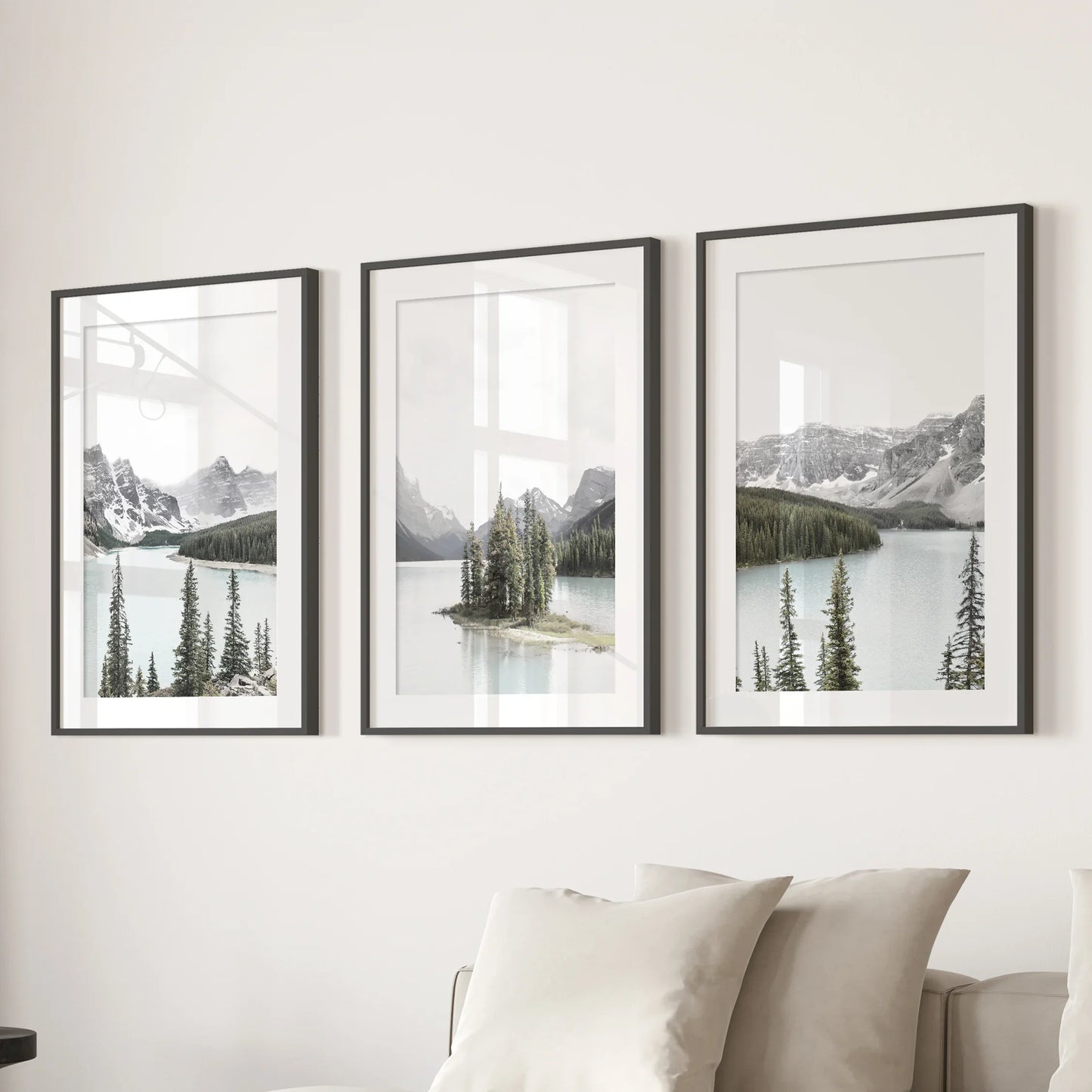 Canada Mountain Lake Wall Art, 3 Piece Nature Print Set