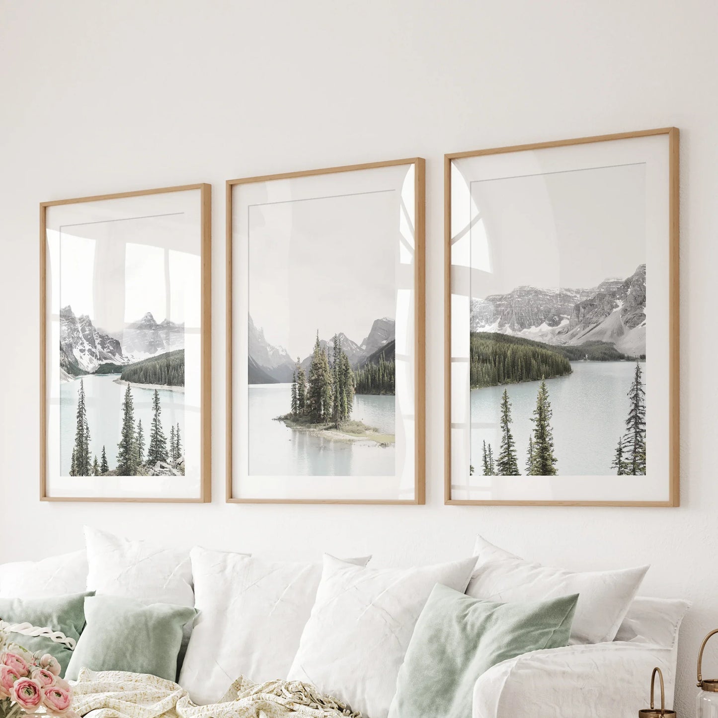 Canada Mountain Lake Wall Art, 3 Piece Nature Print Set