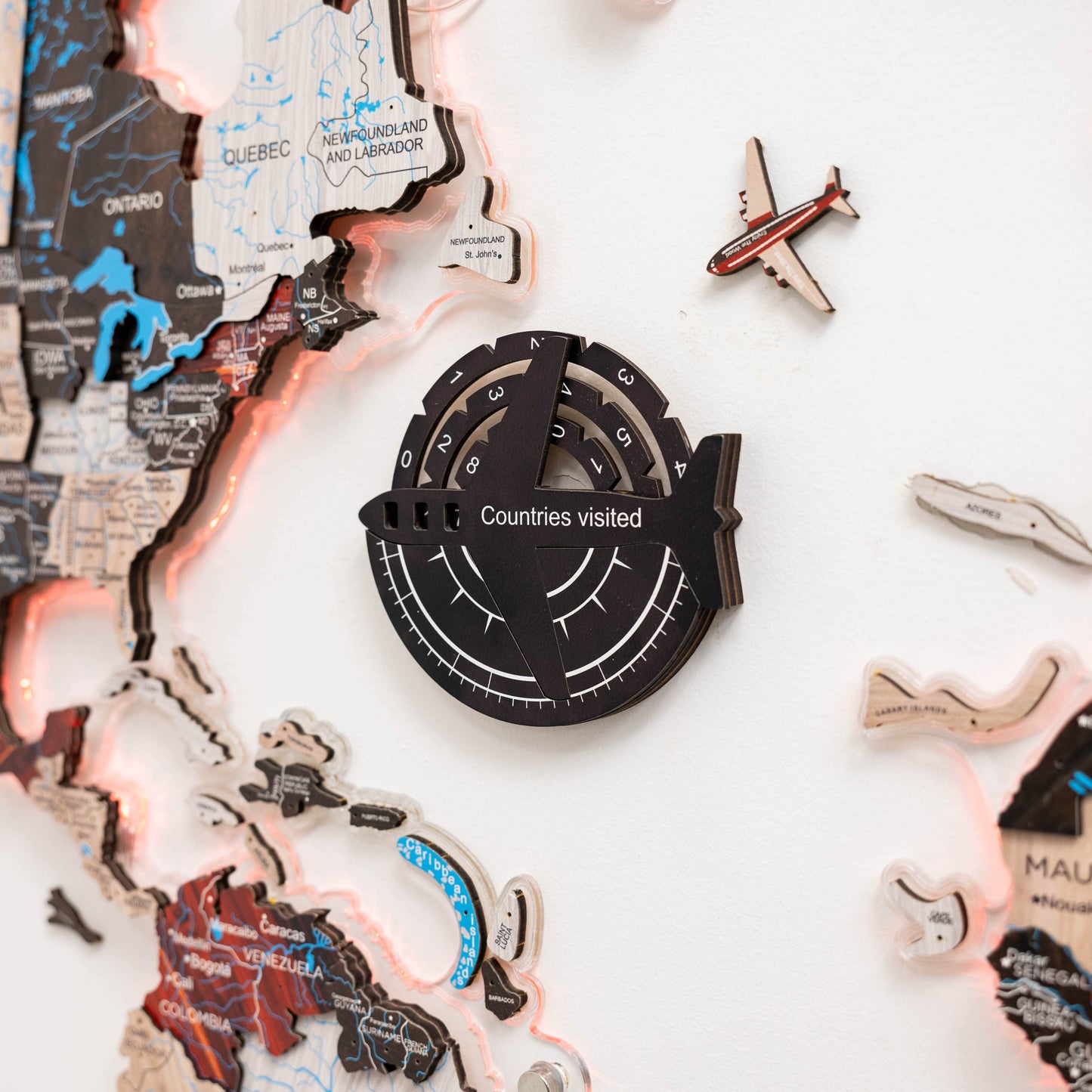 Wooden World Map Wall Art - Midnight