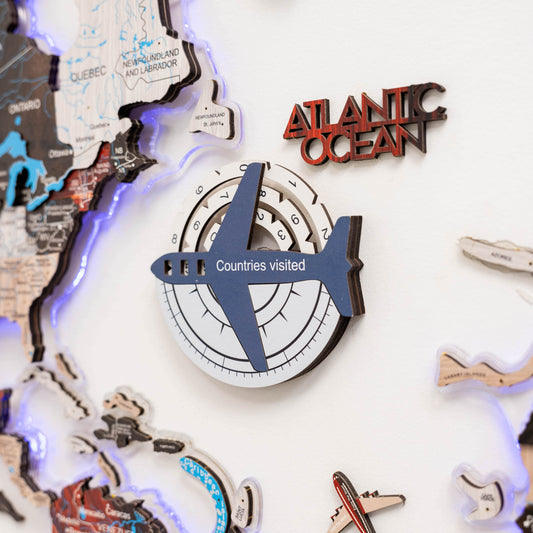 Wooden World Map Wall Art - Cruise