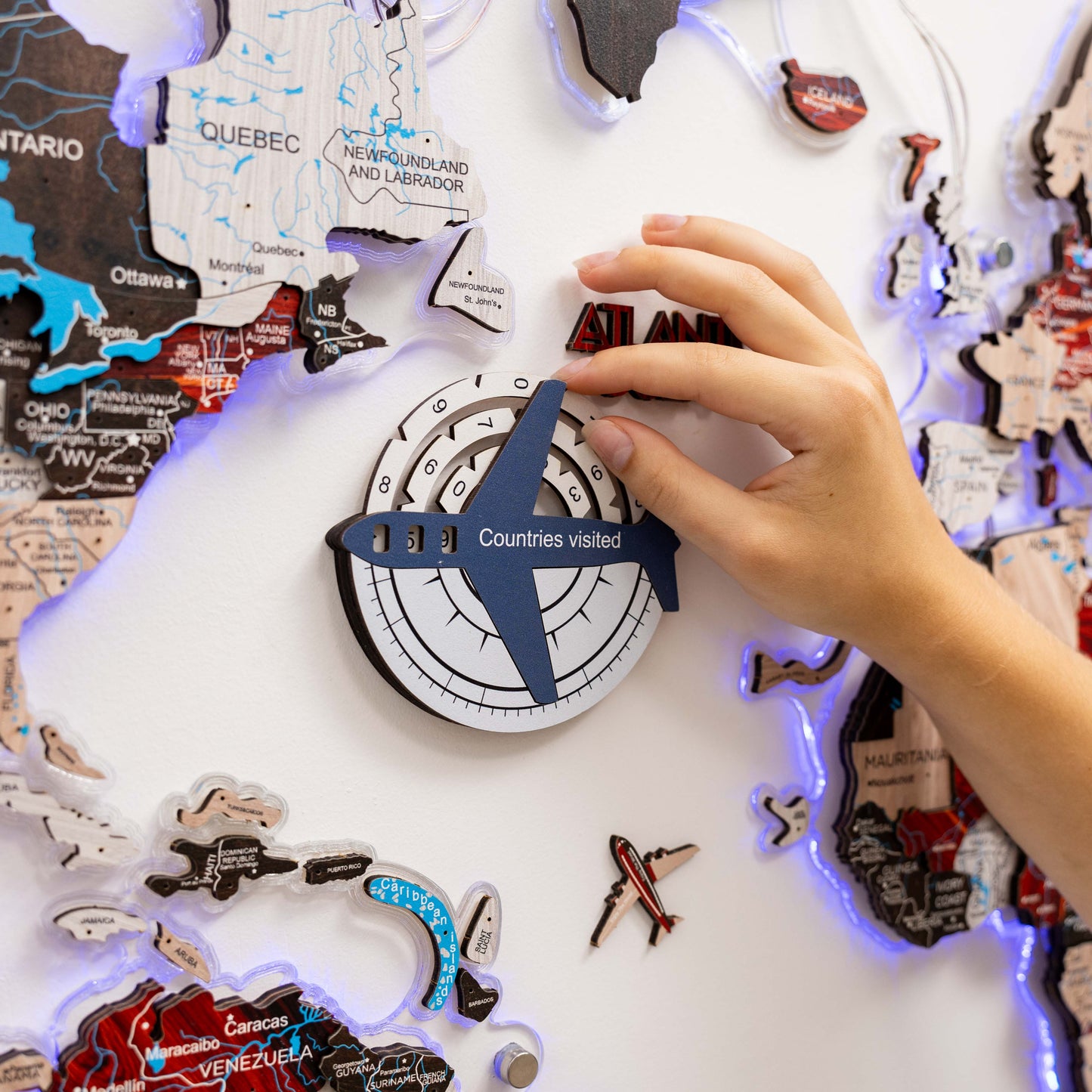 Wooden World Map Wall Art - Cruise