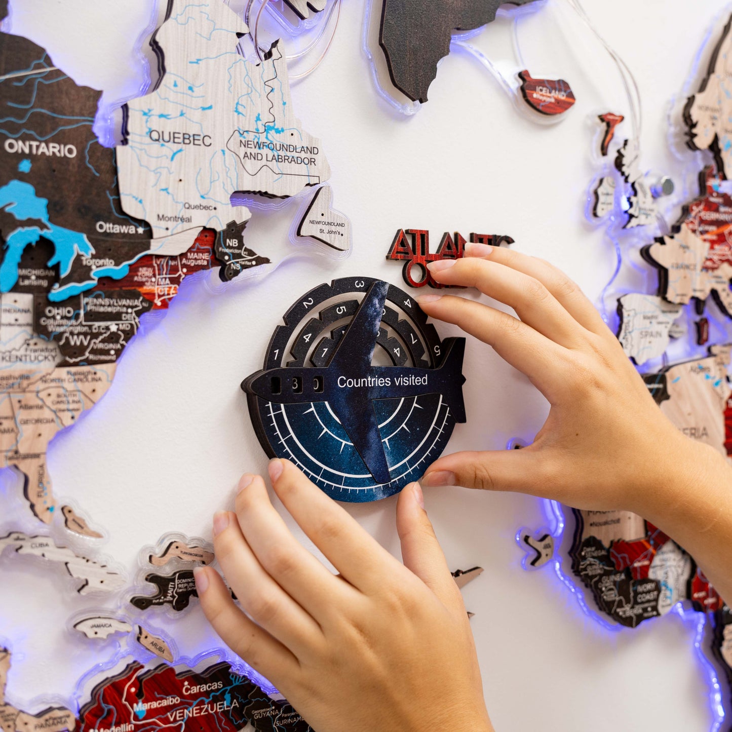 Wooden World Map Wall Art - Space