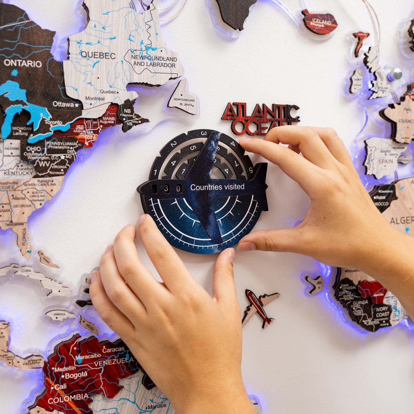 Wooden World Map Wall Art - Space