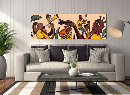Tribal African music canvas wall art for living room