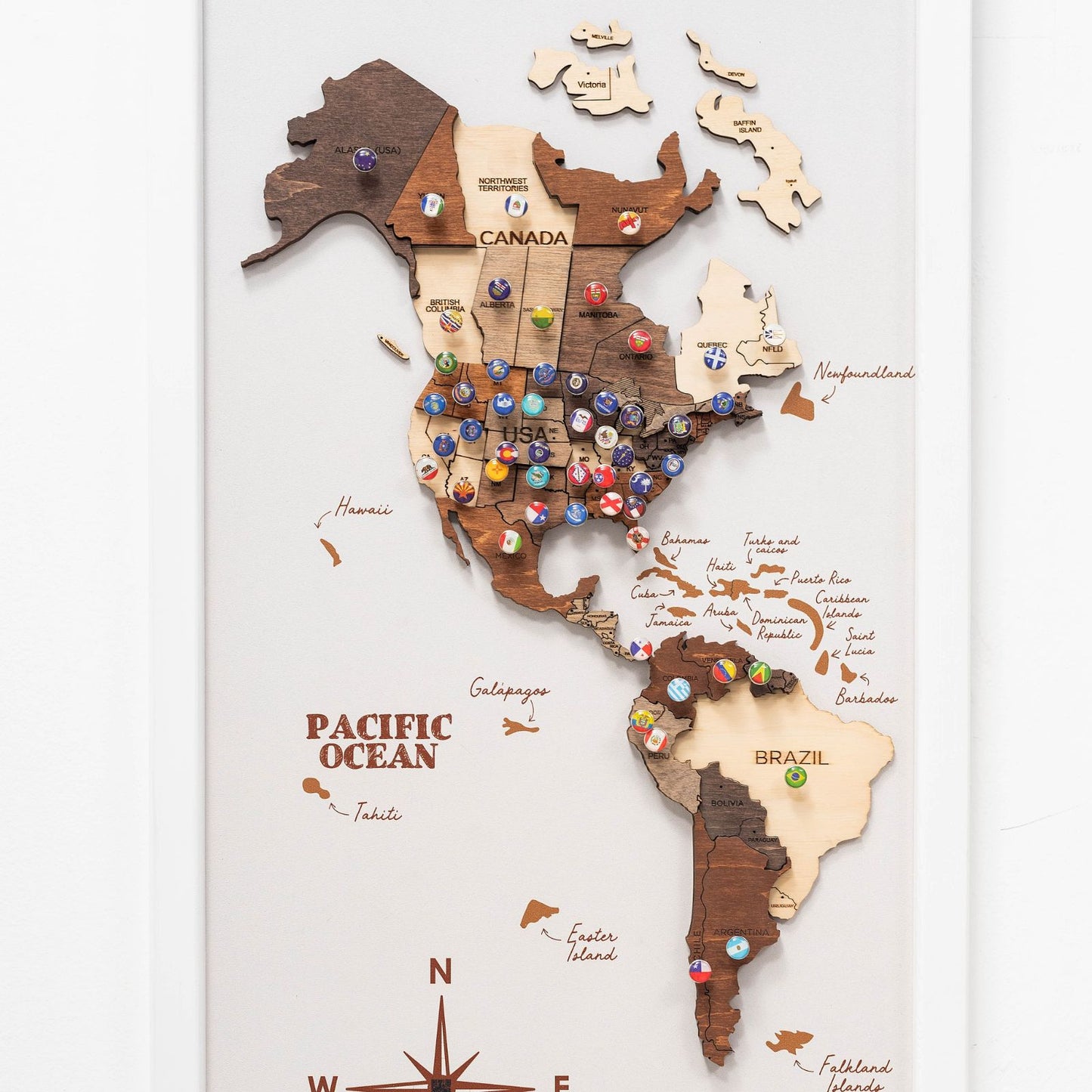 3D Canvas Triptych World Map Wall Art - Multicolor