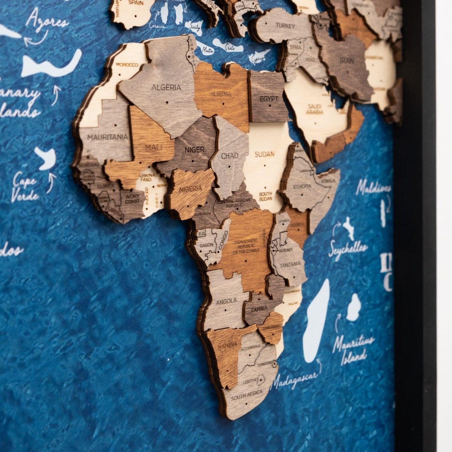 3D Canvas Triptych World Map Wall Art - Multicolor