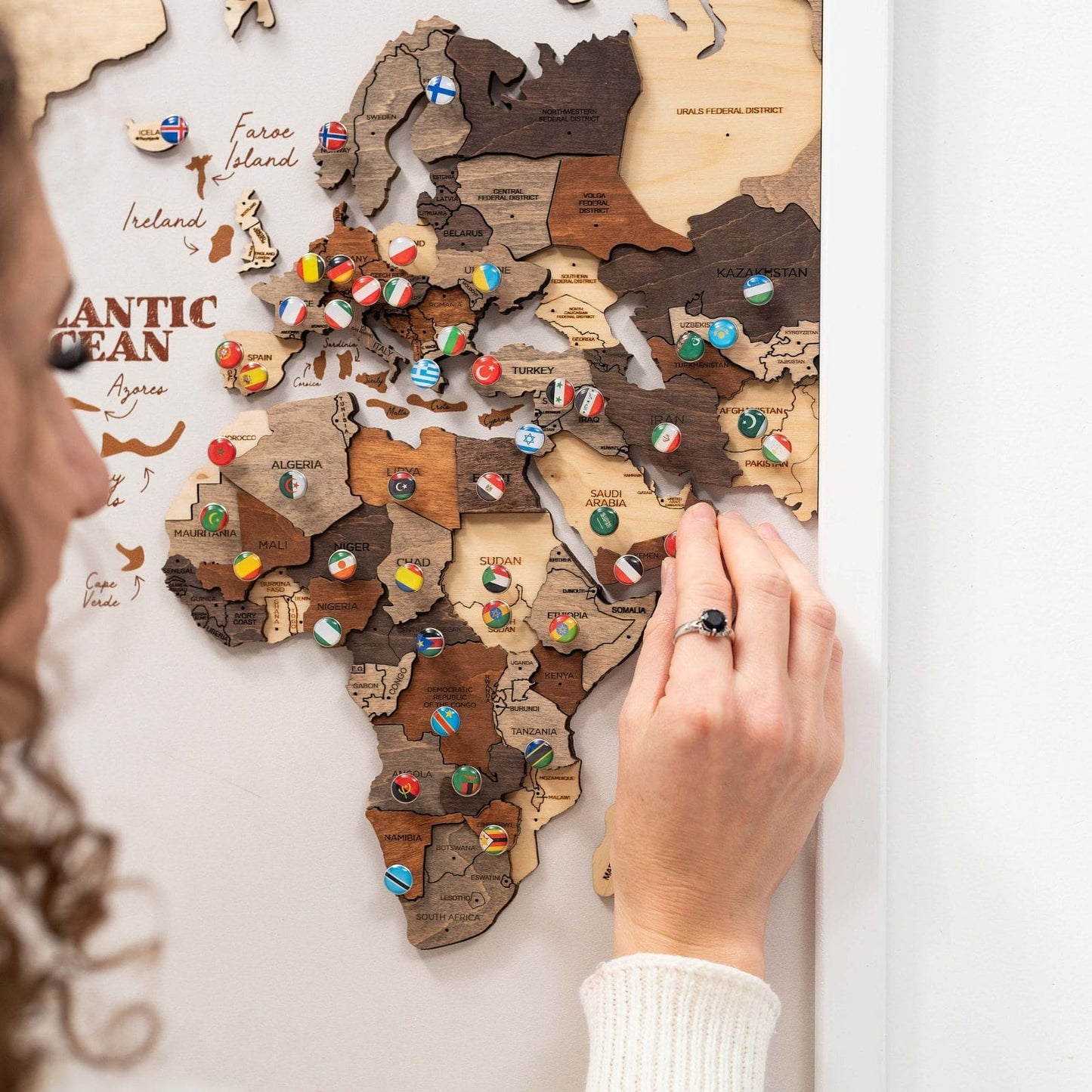 3D Canvas Triptych World Map Wall Art - Multicolor