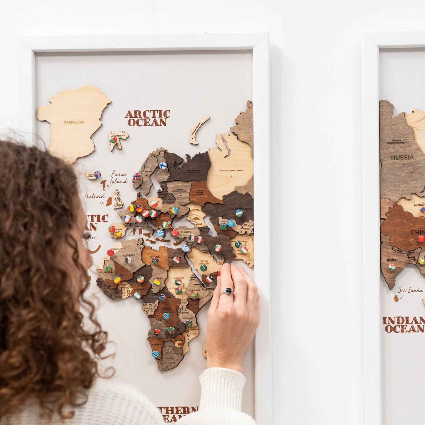 3D Canvas Triptych World Map Wall Art - Multicolor