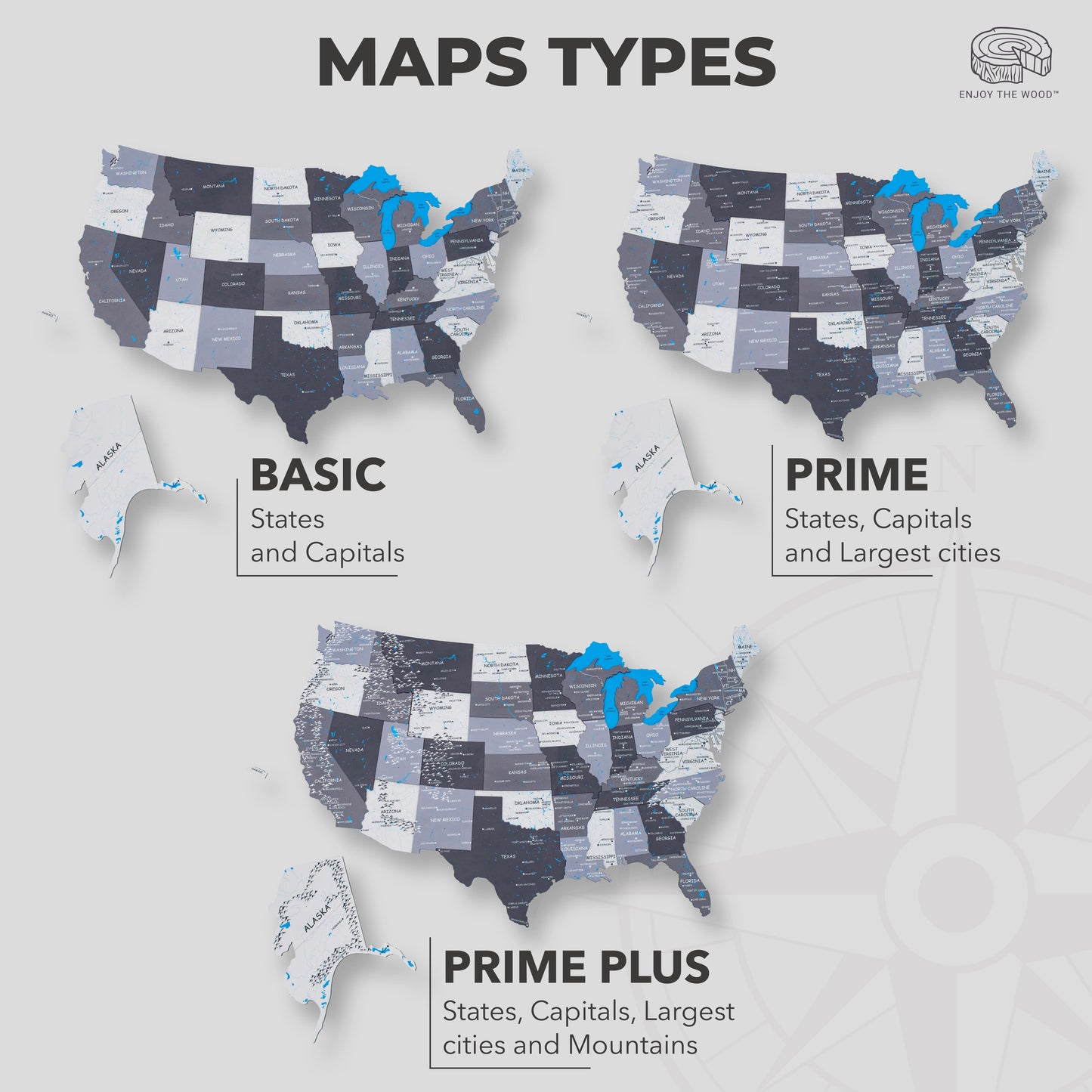 Wood 3D USA Map Wall Art - Urban