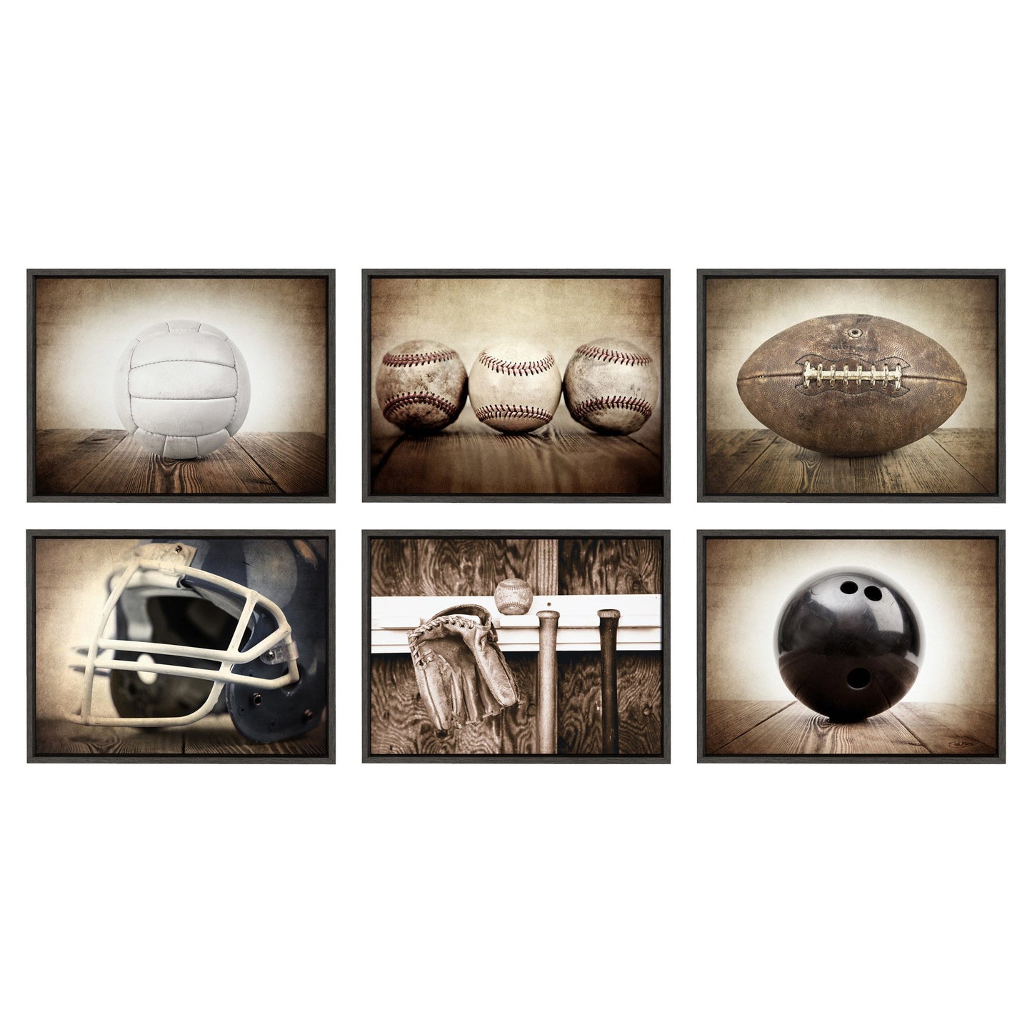Sylvie Three Vintage Baseballs Framed Canvas by Shawn St. Peter