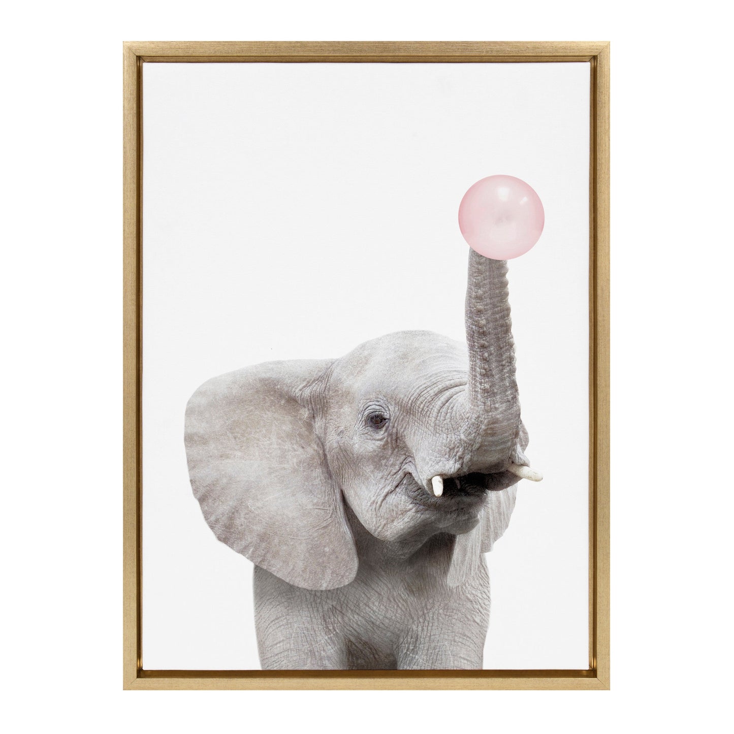 Bubble Gum Elephant Framed Canvas Wall Art