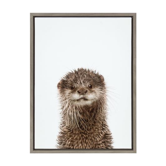 Otter Portrait Framed Canvas Wall Art, Nursery Decor