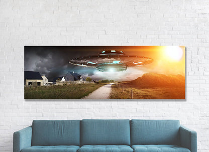 UFO Flying Saucer Extraterrestrial Canvas Wall Art