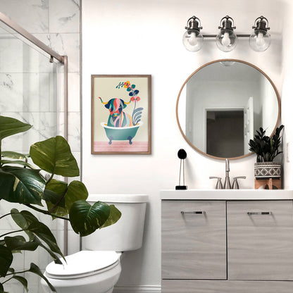Blake Mid Century Modern Cow in Bathtub Framed Printed Glass by Rachel Lee of My Dream Wall