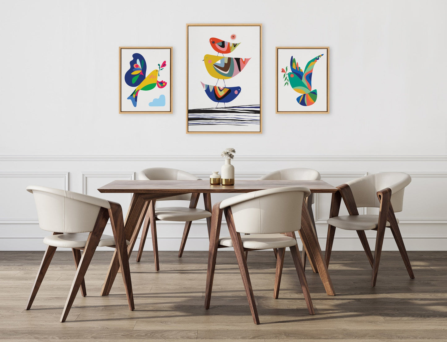 Family Tree, Bird of Peace and Peace Dove Framed Canvas Art Set