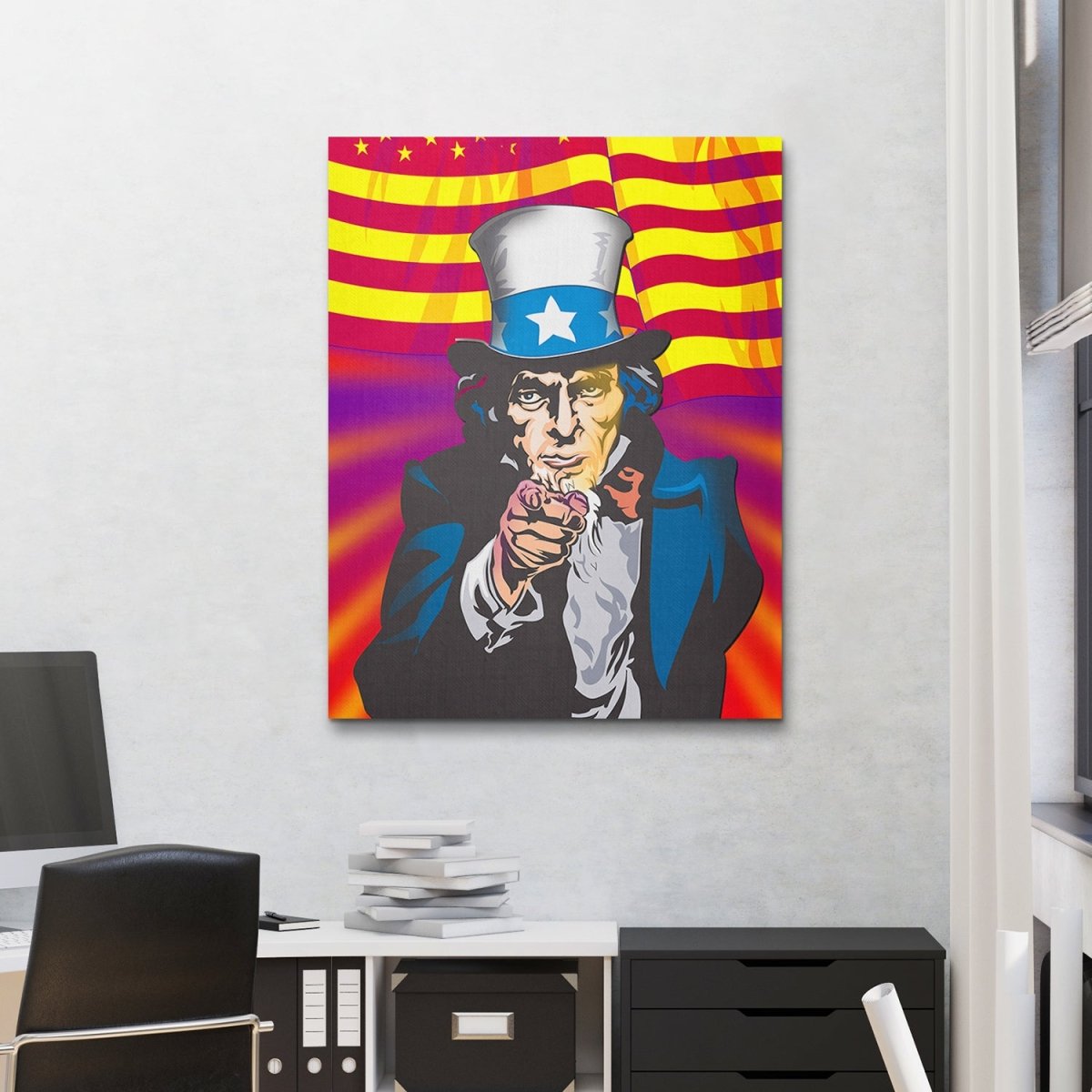 Uncle Sam Wants You patriotic abstract canvas wall art