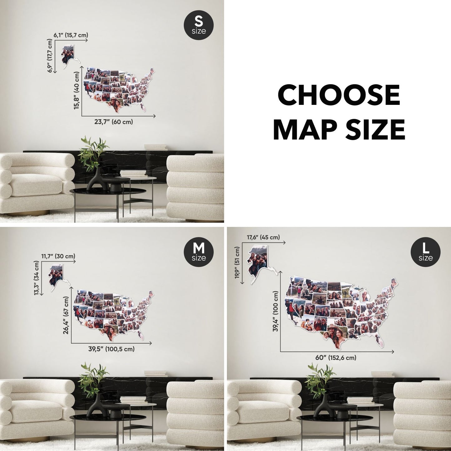 Pastel Wood USA Photo Map Wall Art