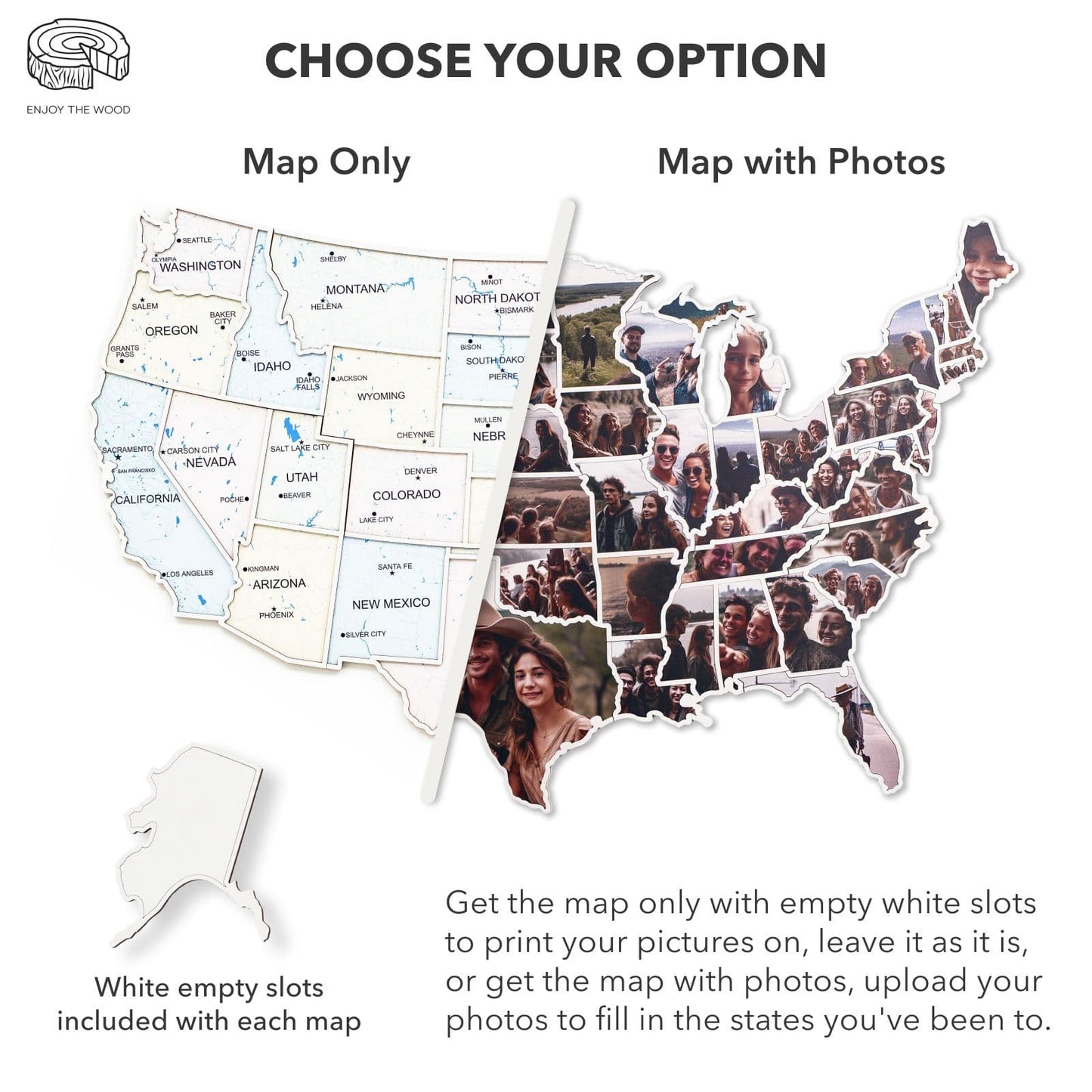 Pastel Wood USA Photo Map Wall Art