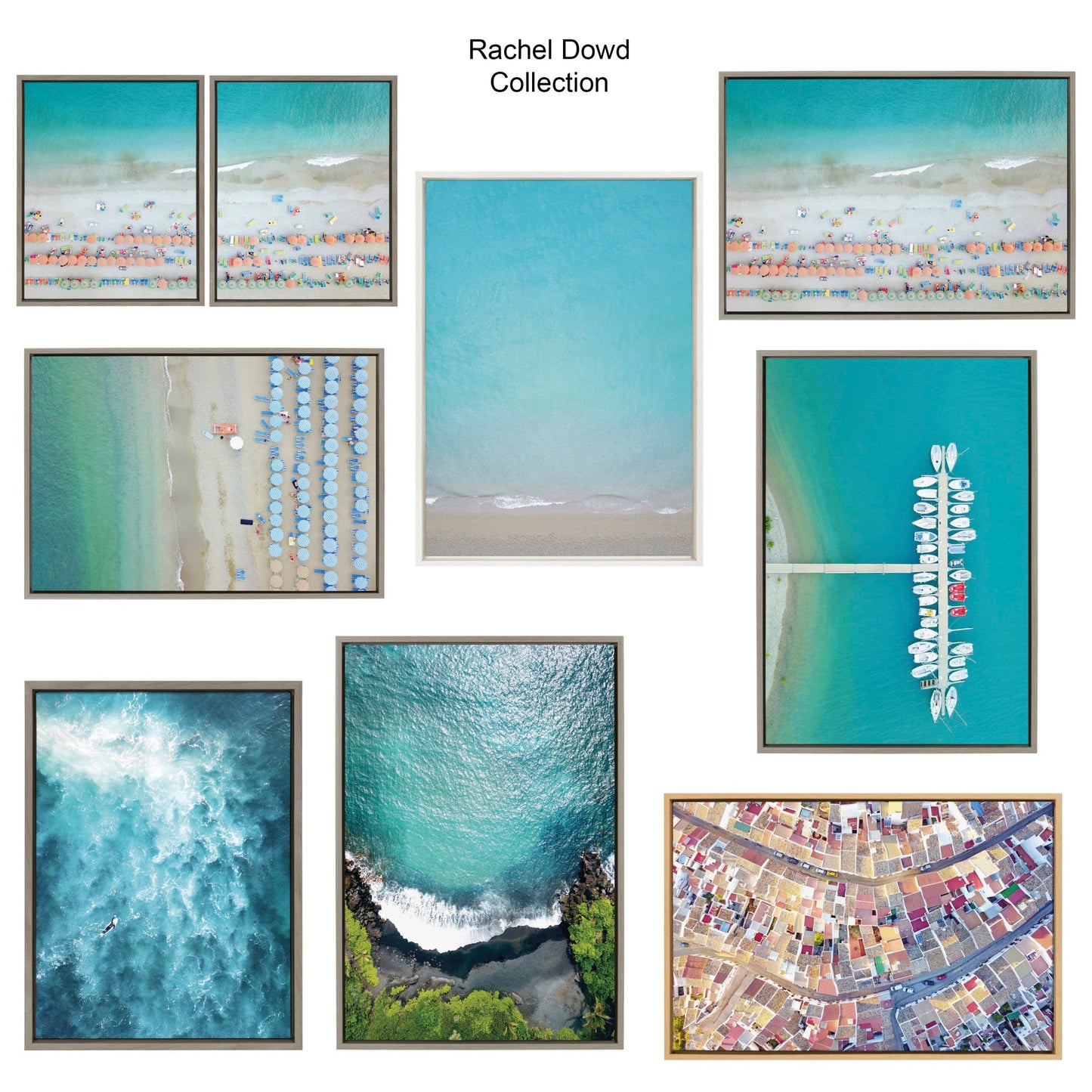 Coastal Swimmers Overhead Framed Canvas Wall Art