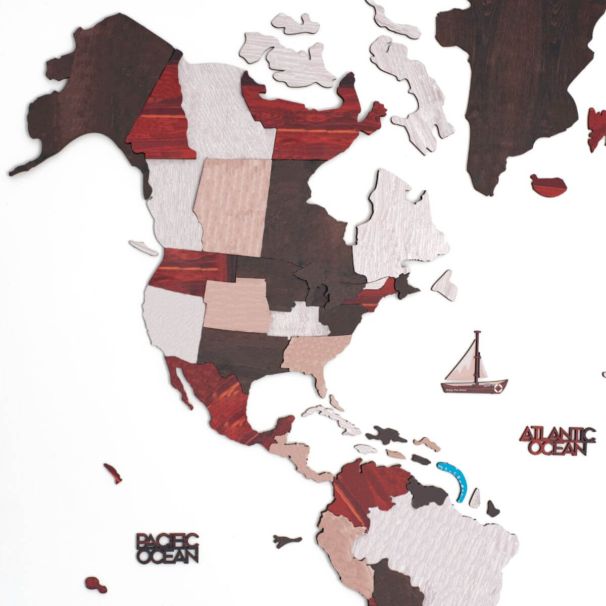 3D Wooden World Map Wall Art - Urban
