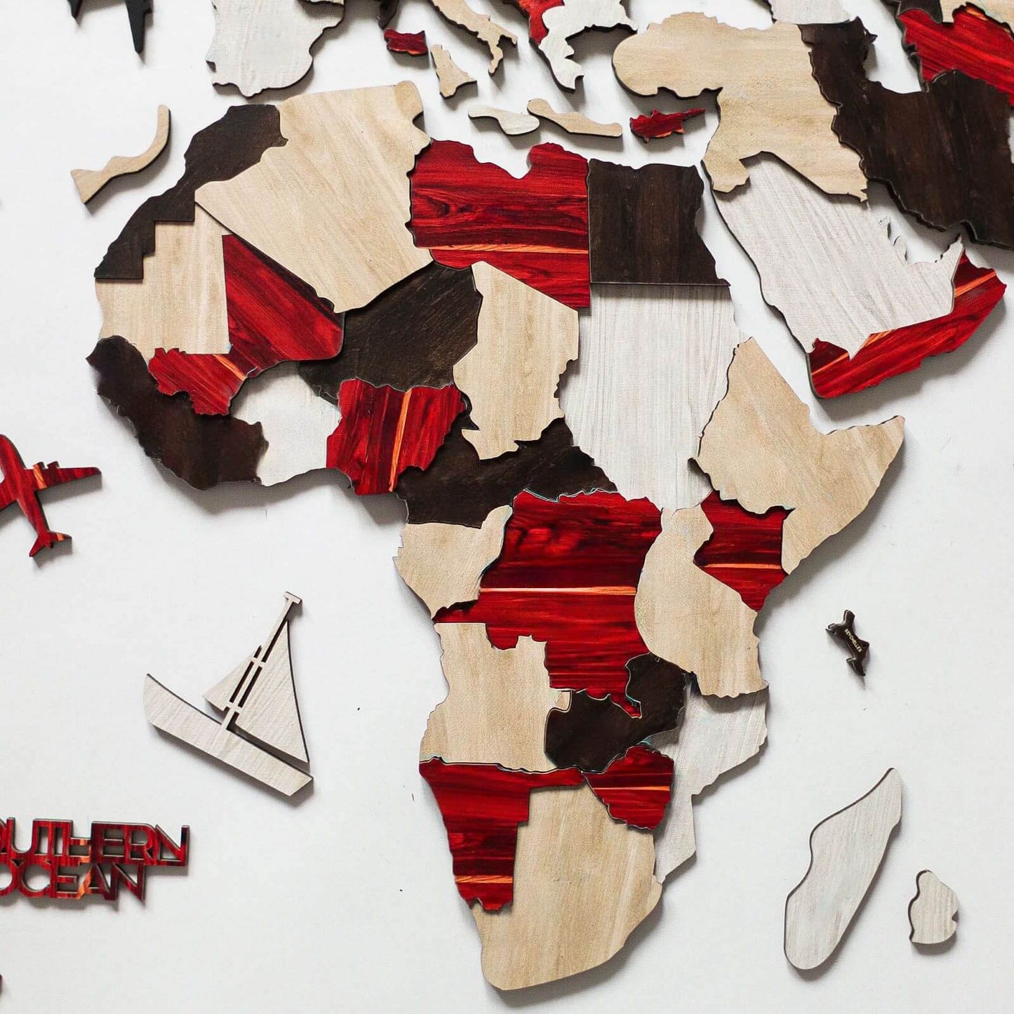 3D Wooden Luminous World Map Wall Art - Urban