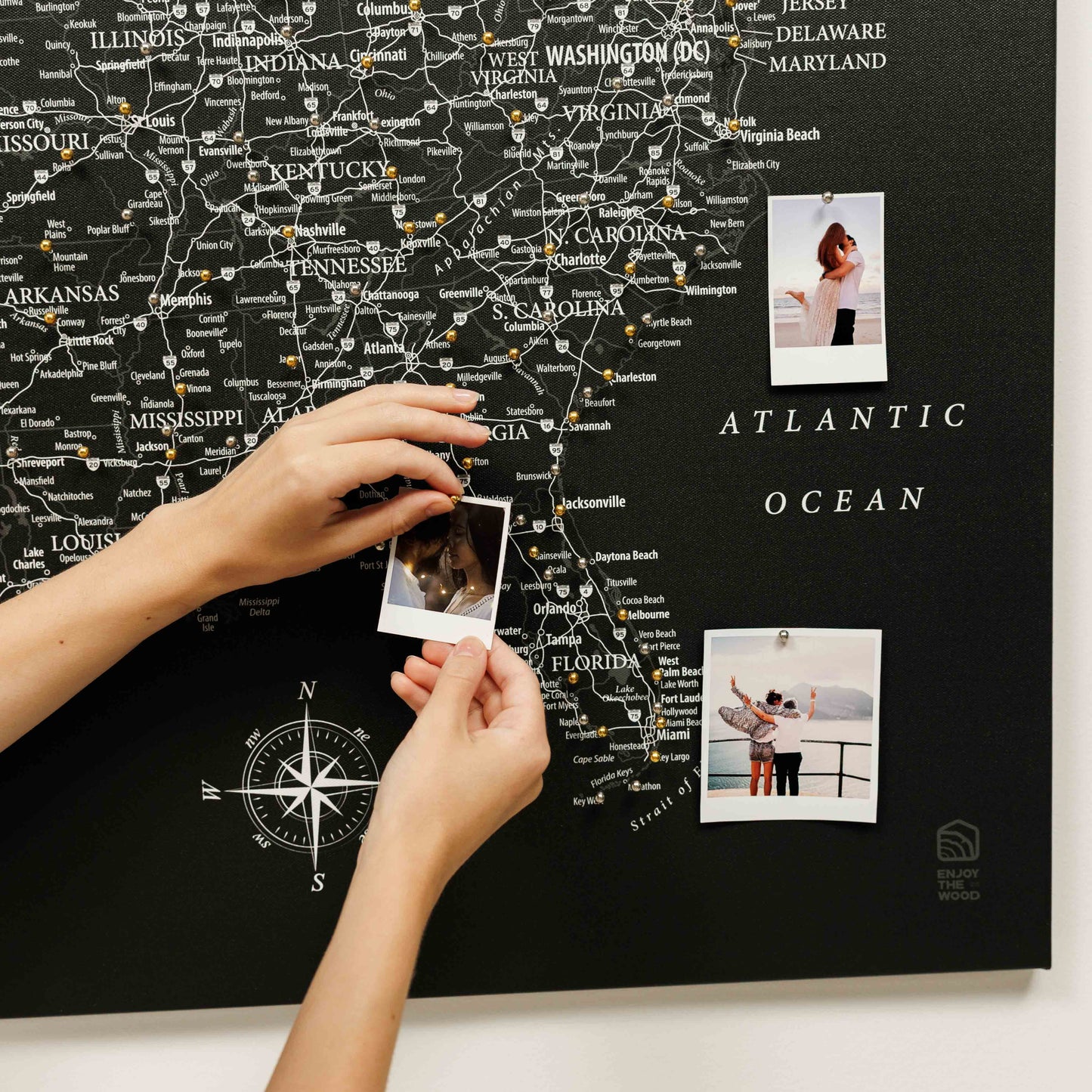 Black Canvas USA Map Wall Art