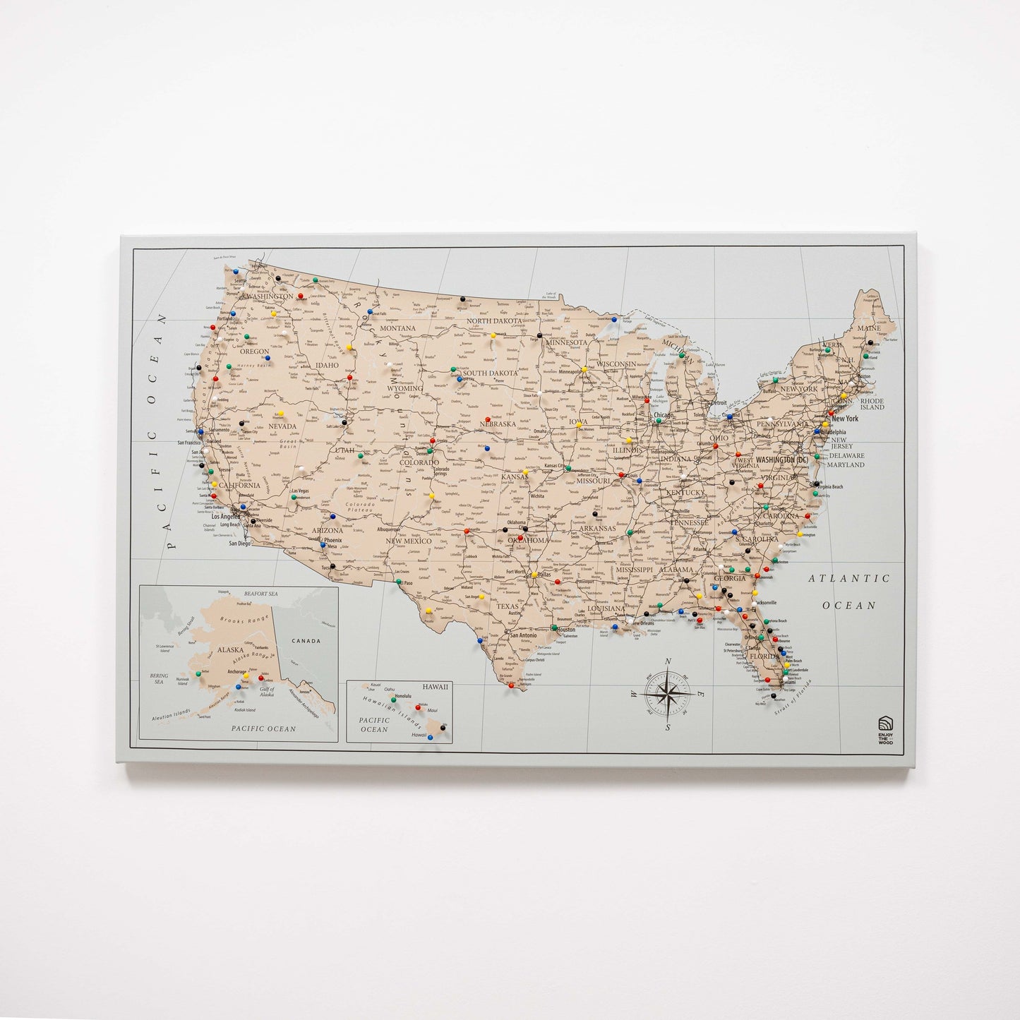 Antique Canvas USA Map Wall Art