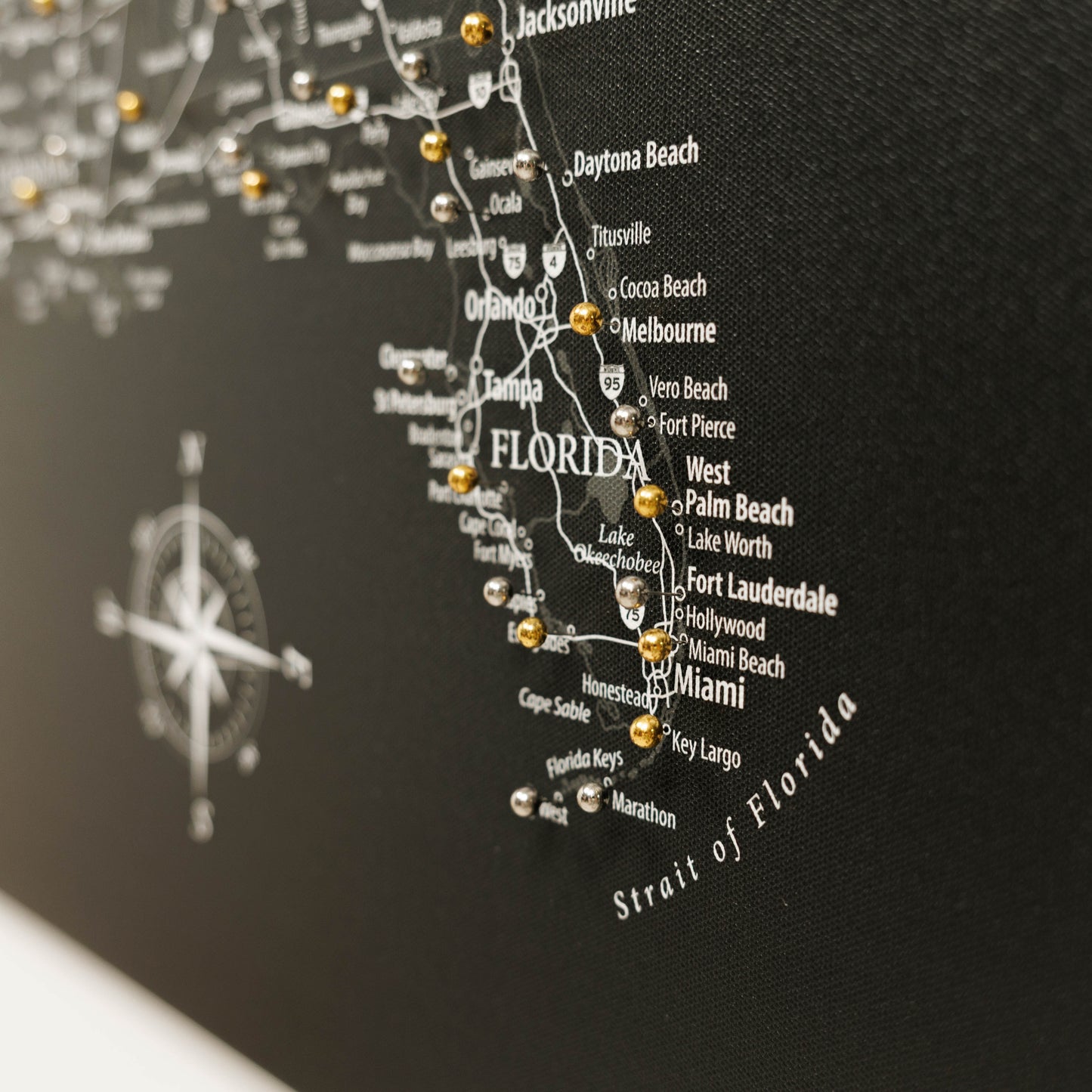 Black Canvas USA Map Wall Art