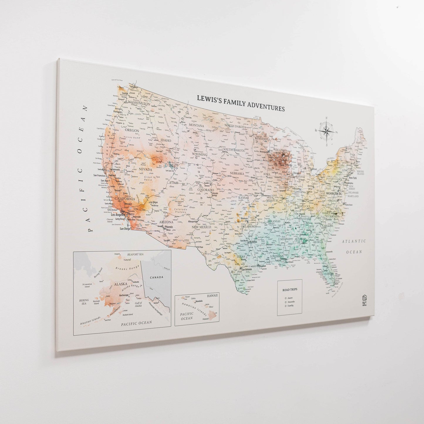 Canvas USA Map Wall Art - Colorful