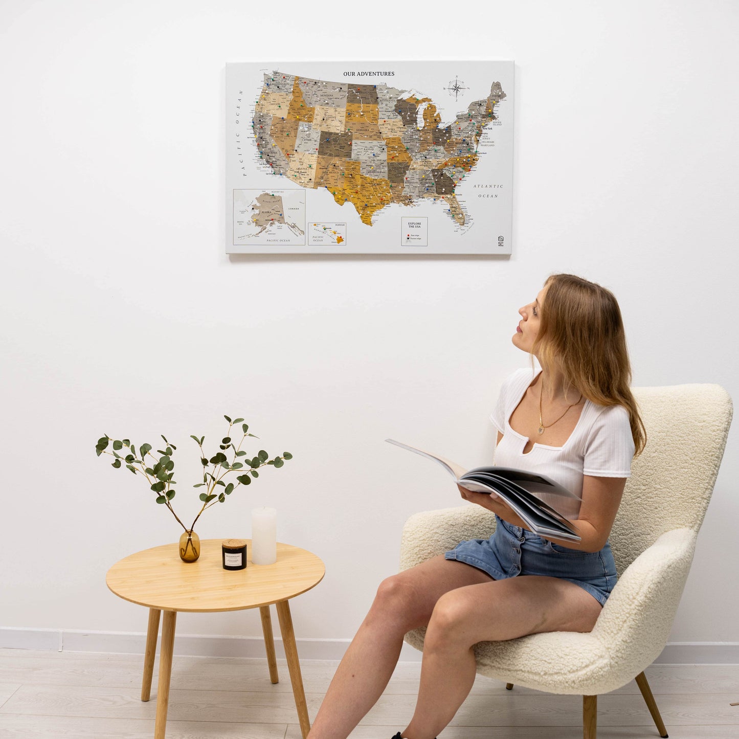 Desert Canvas USA Map Wall Art