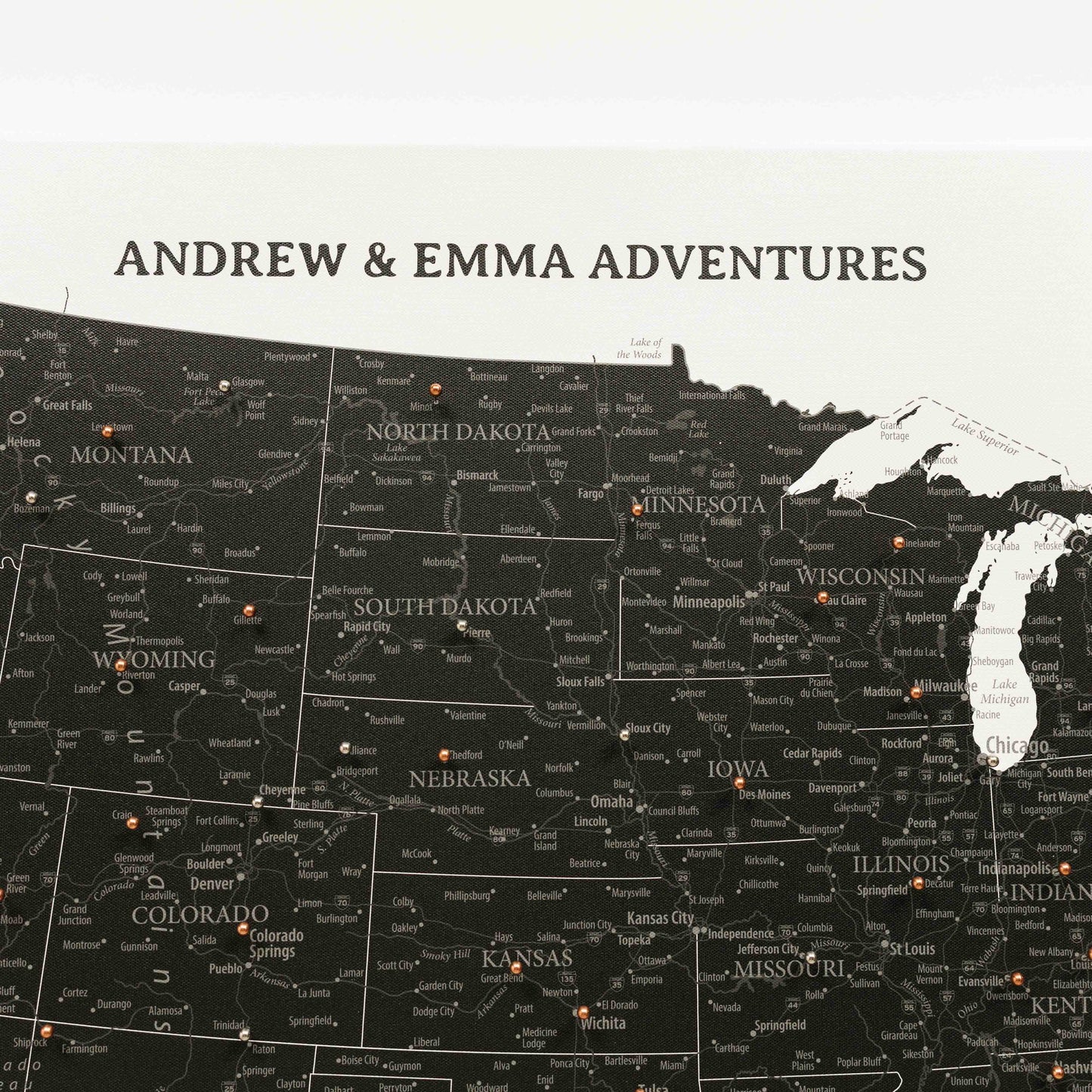 Canvas USA Map Wall Art - Onyx